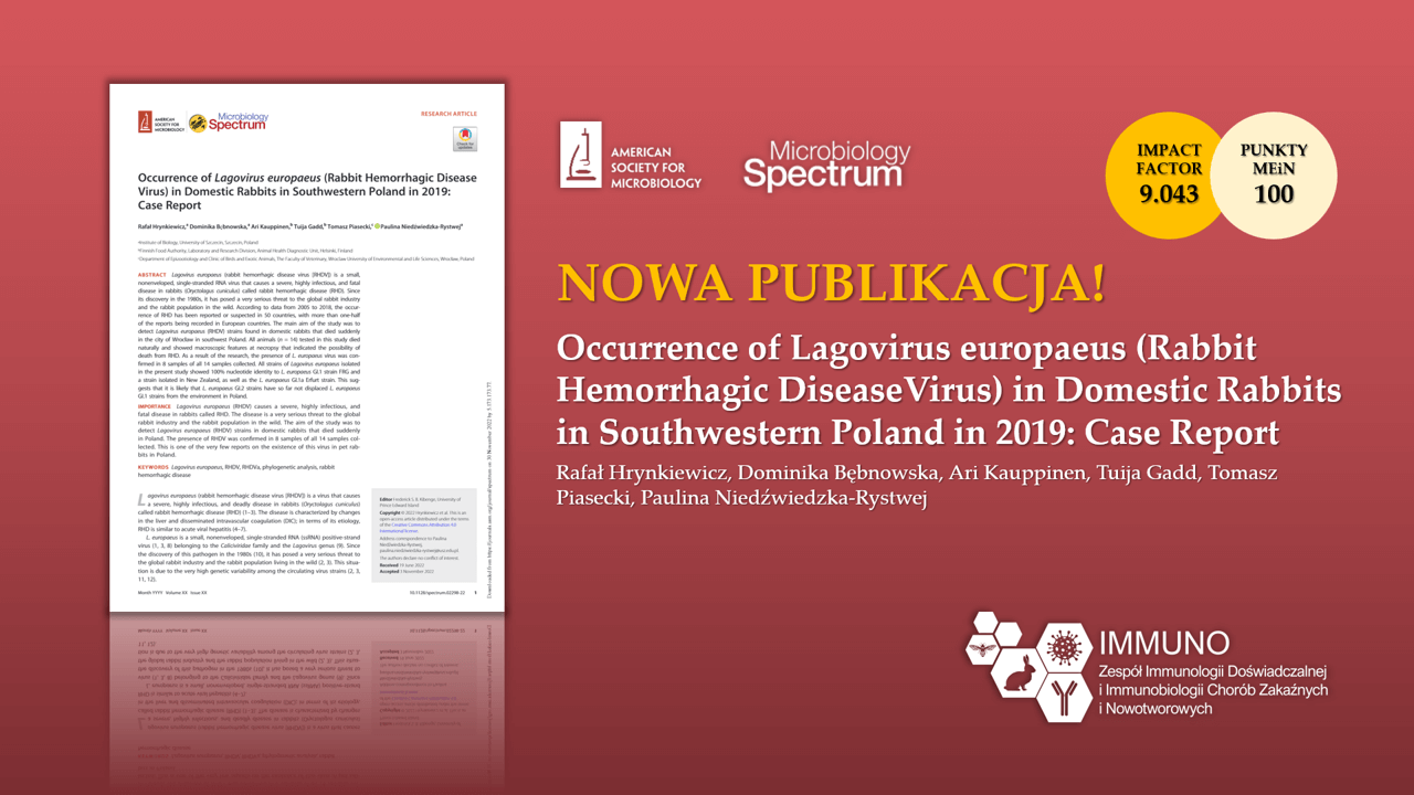 Nowa Publikacja | Occurrence of Lagovirus europaeus (Rabbit&hellip;