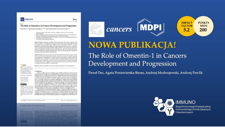 Nowa Publikacja | The Role of Omentin-1 in Cancers Development and Progression