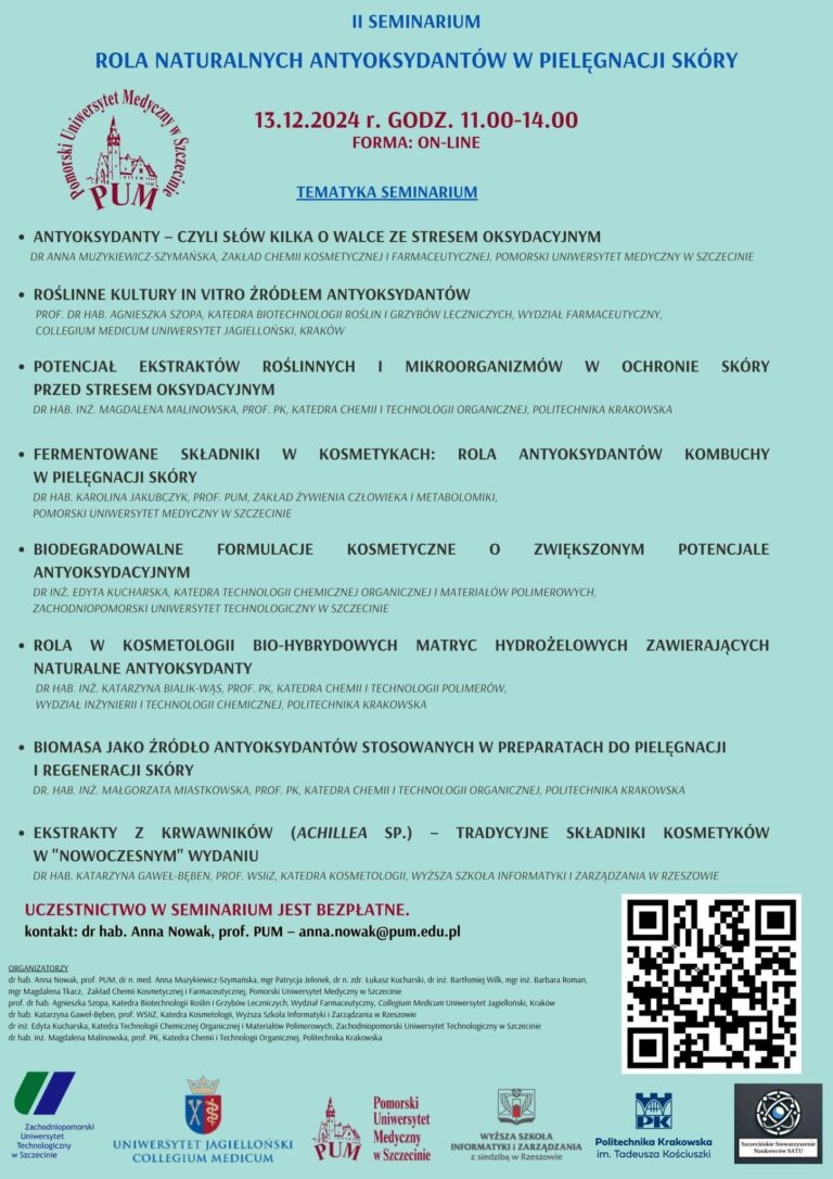 Naturalne Antyoksydanty w Pielęgnacji Skóry – Bezpłatne Seminarium Online